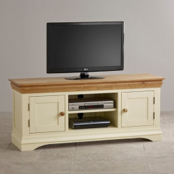 French Cottage Natural Oak and Painted Widescreen TV Cabinet