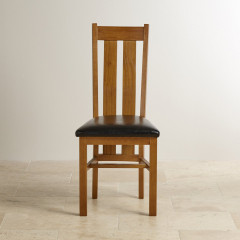 Chamfer Rastic Solid OAK Dining Chair PU Pad