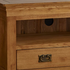 French Rustic Solid Oak Corner TV Cabinet