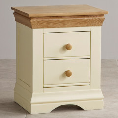 French Cottage Natural Oak and Painted Bedside Table