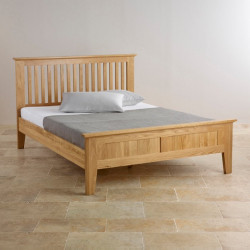 Chamfer Solid Oak Queen Size Bed