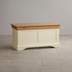French Cottage Natural Oak and Painted Blanket Box