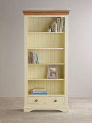 French Cottage Natural Oak and Painted Tall Bookcase
