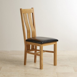 Chamfer Natural Solid OAK Dining Chair PU pad