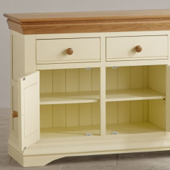 French Cottage Natural Oak and Painted Large Sideboard