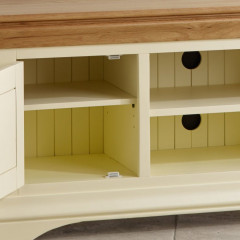 French Cottage Natural Oak and Painted Widescreen TV Cabinet
