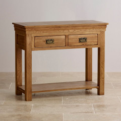 French Rustic Solid Oak Console Table