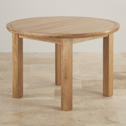 Chamfer Natural Solid Oak 1.1M Round Extending Dining Table