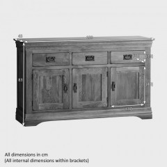 French Rustic Solid Oak Large Sideboard