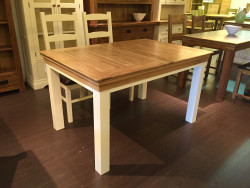 French Cottage Natural Oak and Painting Extendable Dining Table