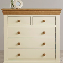 French Cottage Natural Oak and Painted 3+2 Chest of Drawers