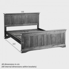 French Rustic Solid Oak Queen-Size Bed