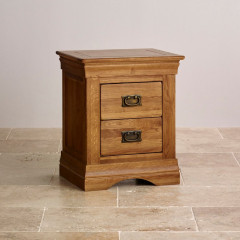 French Rustic Solid Oak Bedside Table