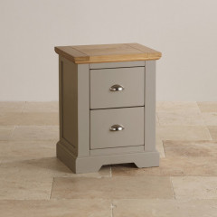St John's Natural Oak and Light Grey Painted 2 Drawer Bedside Table