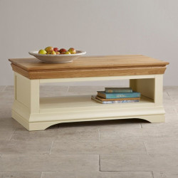 French Cottage Natural Oak and Painted Coffee Table
